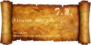 Tiroler Máté névjegykártya